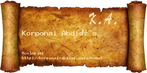 Korponai Abdiás névjegykártya